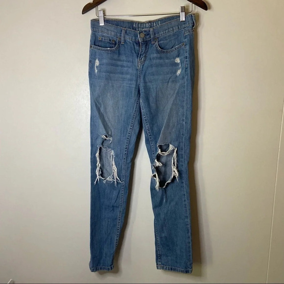 Boyfriend Jeans Denim 100% Cotton Distressed Regular Women Sz 00 Casual Everyday - Picture 7 of 12